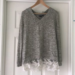 V Neck Long Wool-Substitute Blouse